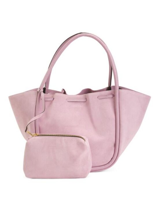 CHEVAL Handbags - CHEVAL Made In Italy Suede Tote With Tube Handles